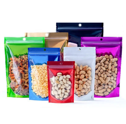 Aanpasbare, recyclebare plastic zakjes met een rits met ramen voor voedsel en snoep tot 11 kleuren